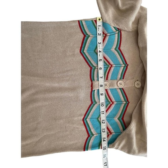 Wall Flower Vintage Collection Beige Chevron Fringe Sweater Tunic Top Boho Med - Picture 4 of 6